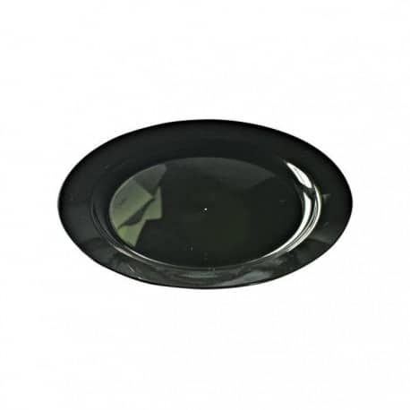  Assiette ronde réutilisable couleur noir nacré 24 cm par 12 