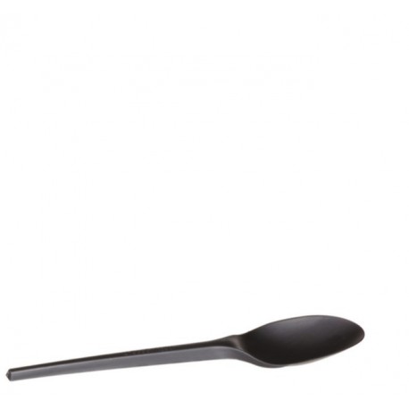 Cuillère biodégradable compostable en CPLA noir 16.5 cm par 50