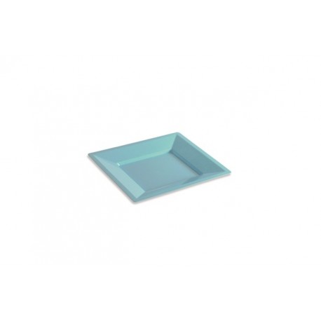 Assiette plate carrée 18 cm couleur bleu pastel