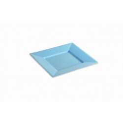 Assiette carrée plate 24 cm couleur bleu pastel