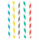 Paille en papier rayures assorties 5 couleurs par 250