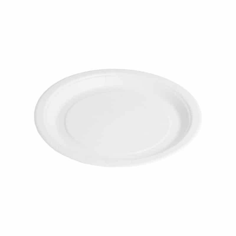 Assiette blanche jetable biodégradable Ø 22 cm (50 pièces