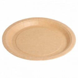 Assiette carton bio-laqué recyclable et biodégradable coloris naturel