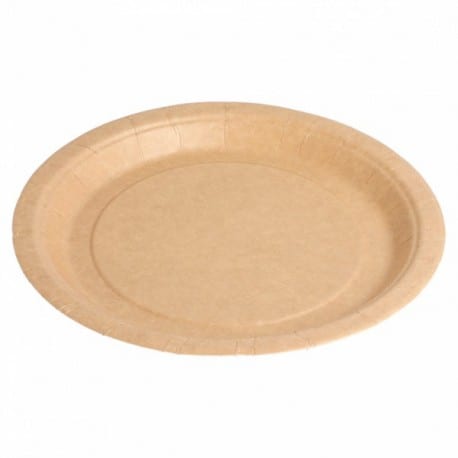 Assiette carton bio-laqué recyclable et biodégradable coloris naturel