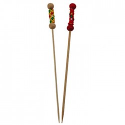 Pique Brochette bambou corde rouge et jaune 12 cm 
