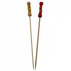Pique Brochette bambou corde rouge et jaune 12 cm 