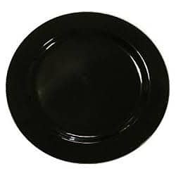 Assiette ronde 23 cm plastique rigide noir réutilisable par 20
