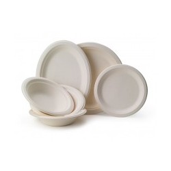 Pack rond 2-vaisselle100% biodégradable en canne à sucre 50 personnes