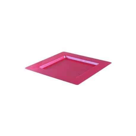 Assiette réutilisable carrée plastique recyclable Rose Magenta 