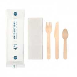 Kit couverts 4 en 1 en bois écologiques et biodégradables par 50
