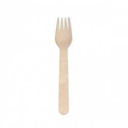 Fourchette en bois jetable biodégradable 160 mm 