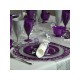 Assiette mariage réutilisable ronde 24 cm pourpre pailletée Or par 12