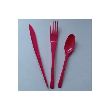 Ménagère couverts plastique réutilisables fuchsia