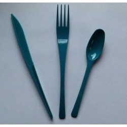Ménagère 30 couverts plastique jetable turquoise 