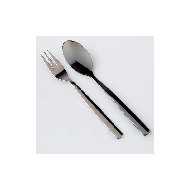 Mini cuillères et fourchettes jetables en plastique argenté de