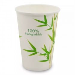 100 gobelets bambou biodégradable 25/27 cl décor feuilles