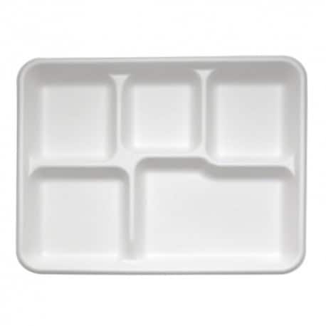 25 Plateaux repas biodégradablex 5 compartiments 