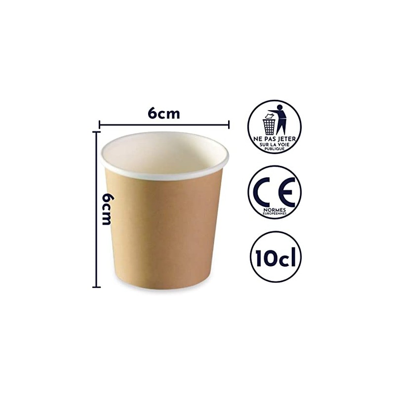 Gobelet à café bio en PLA kraft 250 ml diamètre 90 mm