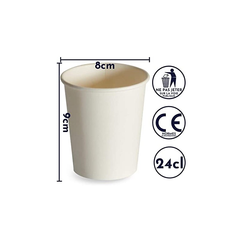 Gobelet en carton BLANC 24 cl pour café et boissons chaudes