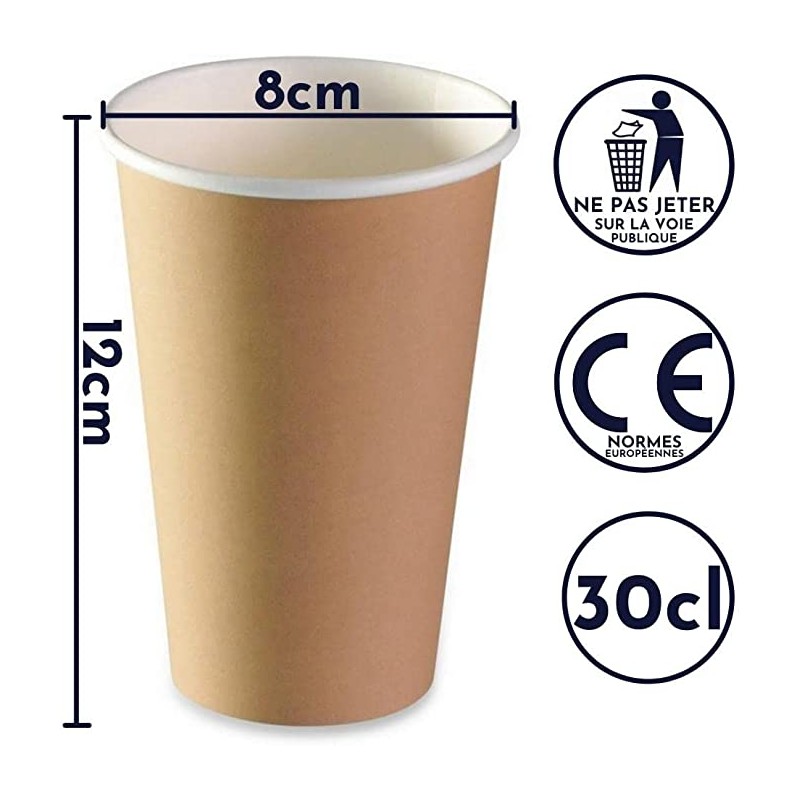 Gobelet café - gobelet carton kraft 10 cl par 100-Adiserve