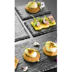 Assiette Ardoise - Assiette rectangulaire 13x9cm noire réutilisable