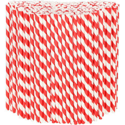 250 Pailles en papier couleur Rouge et blanc