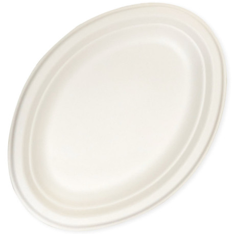 Assiette ovale biodégradable 26x19 cm en fibre par 50