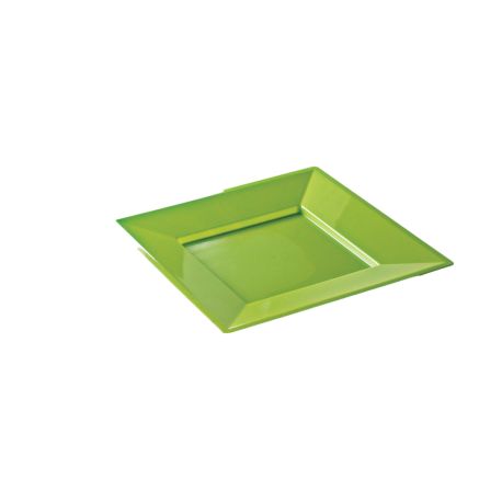 Assiette réutilisable carrée 18 cm recyclable vert anis 12P