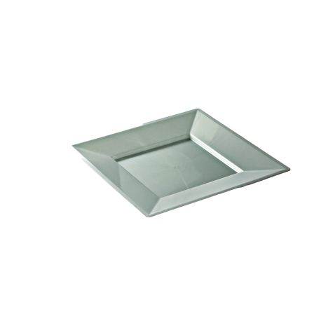 Assiette mariage recyclable carrée argent 18 cm 12P réutilisable