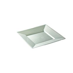 Assiette blanche nacrée réutilisable carrée 18 cm par 12