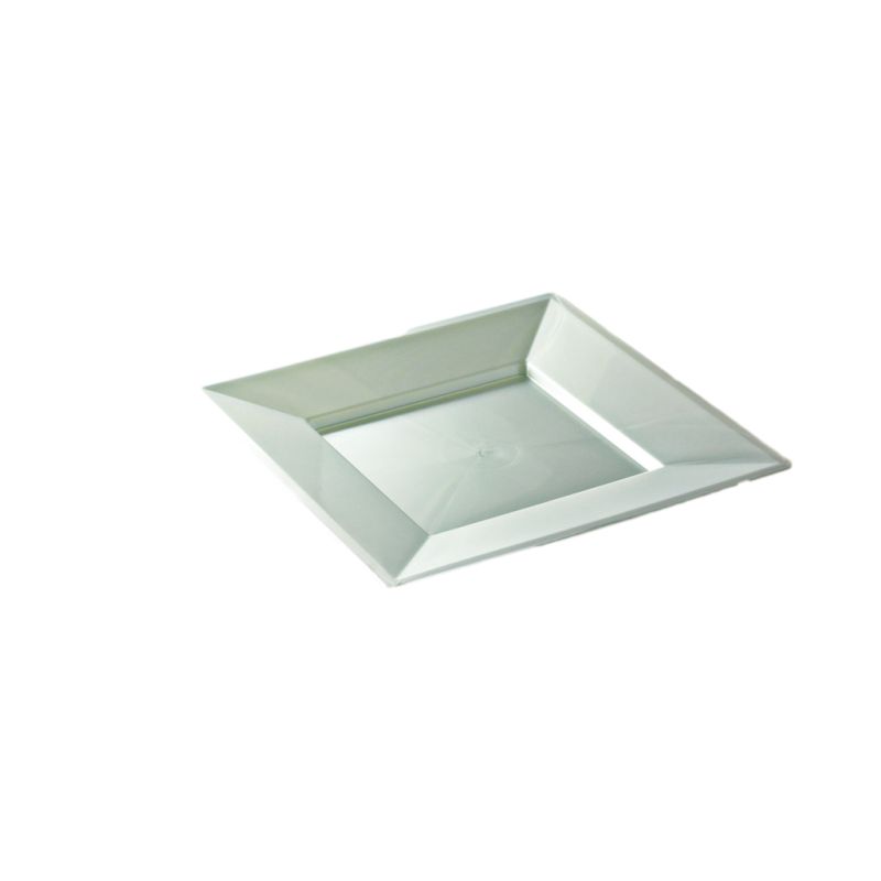 Assiette blanche carrée 18 cm réutilisable par 12 unités