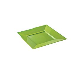 Assiette recyclable carrée 24 cm réutilisable anis 12P