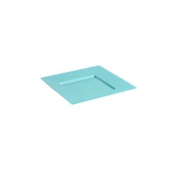 Assiette plate carrée turquoise réutilisable 24 cm par 12