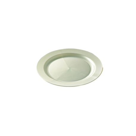 Assiette mariage ronde 24 cm blanc nacré réutilisable par 12