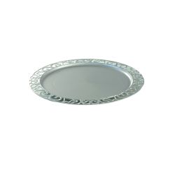 Sous-assiette réutilisable ronde 30 cm argent par 4 recyclable