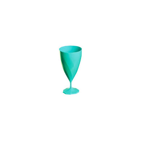 Verre à vin effet torsadé en plastique turquoise par 6