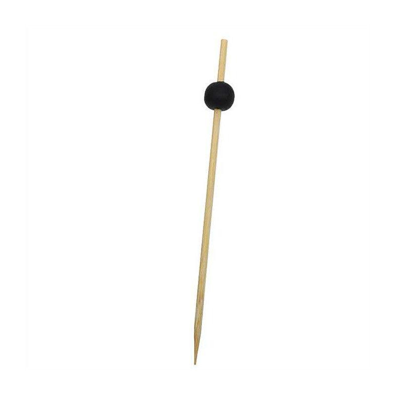 Pique cocktail bois jetable boule noire 12,5 cm par 100- Adiserve 