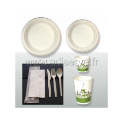 Pack bio complet rond en canne à sucre 50 personnes