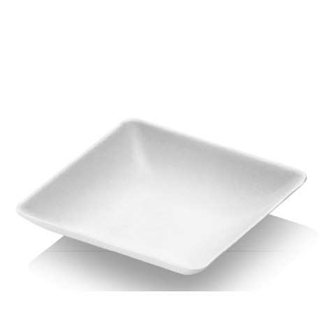 Mini assiette biodégradable carrée 6.5 cm en fibre par 100