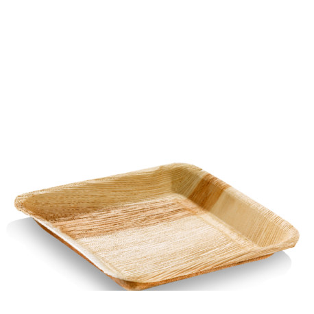 Assiette carrée 24 cm biodégradable en palmier par 25