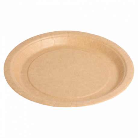Assiette carton bio-laquée ronde 22 cm naturel par 20