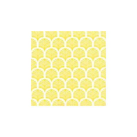 Serviette cocktail Paviot palmette jaune 25 cm par 20
