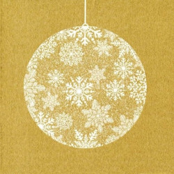 Serviette Paviot décor boule noël Or 40 cm par 20