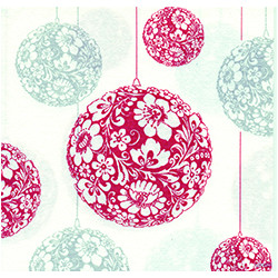 Serviette Paviot boule Noël rouge & argent 40 cm par 20