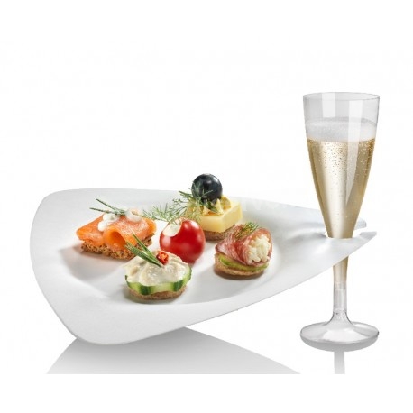 Assiette cocktail en pulpe de canne à sucre bio avec porte verre en fibre par 50